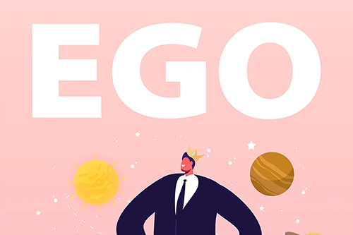 illustration with ego and a man with crown