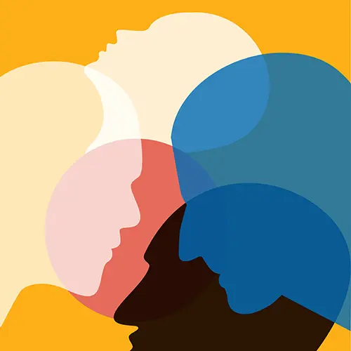 People heads in discussion illustration